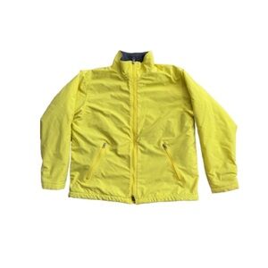 1990's Lands’ End Bright Yellow Fleece Lined Polartec Coat/Jacket Large